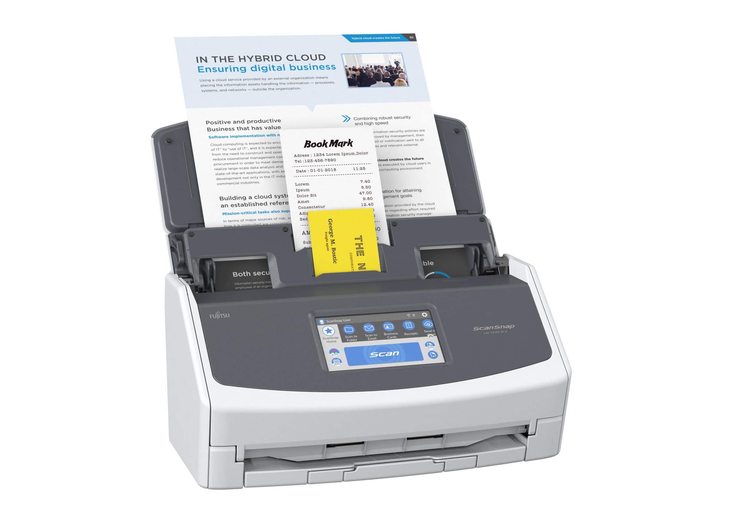 Fujitsu ScanSnap iX1600 Deluxe Versatile Cloud Enabled Document Scanner with Adobe Acrobat Pro DC for Mac or PC, White