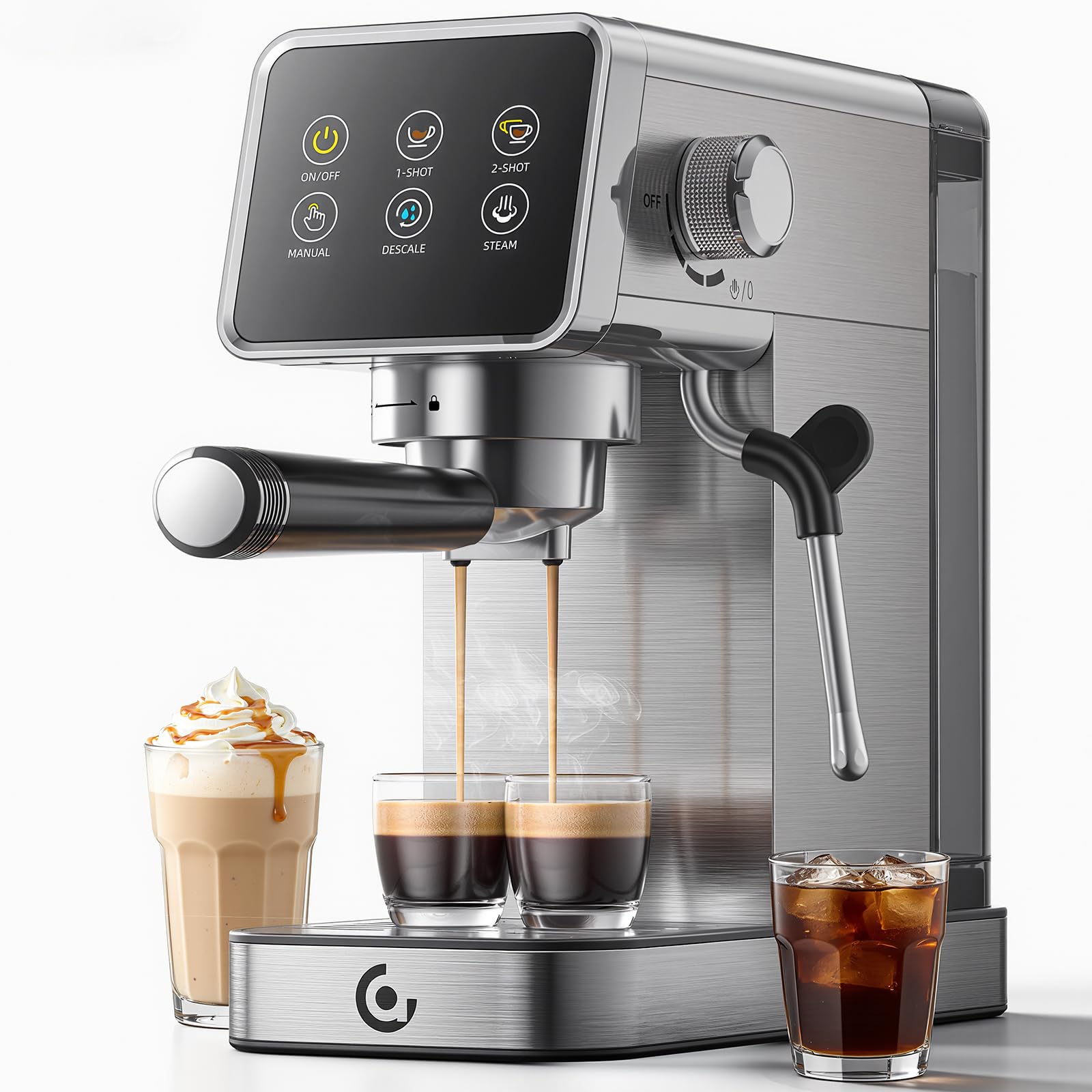 Photo 1 of COFIBREWS 20 Bar Espresso Coffee Machine with LED Touch Screen, Espresso Maker with Self-Cleaning Function & Milk Frother, Compact Cappuccino & Latte Maker for Home and Office