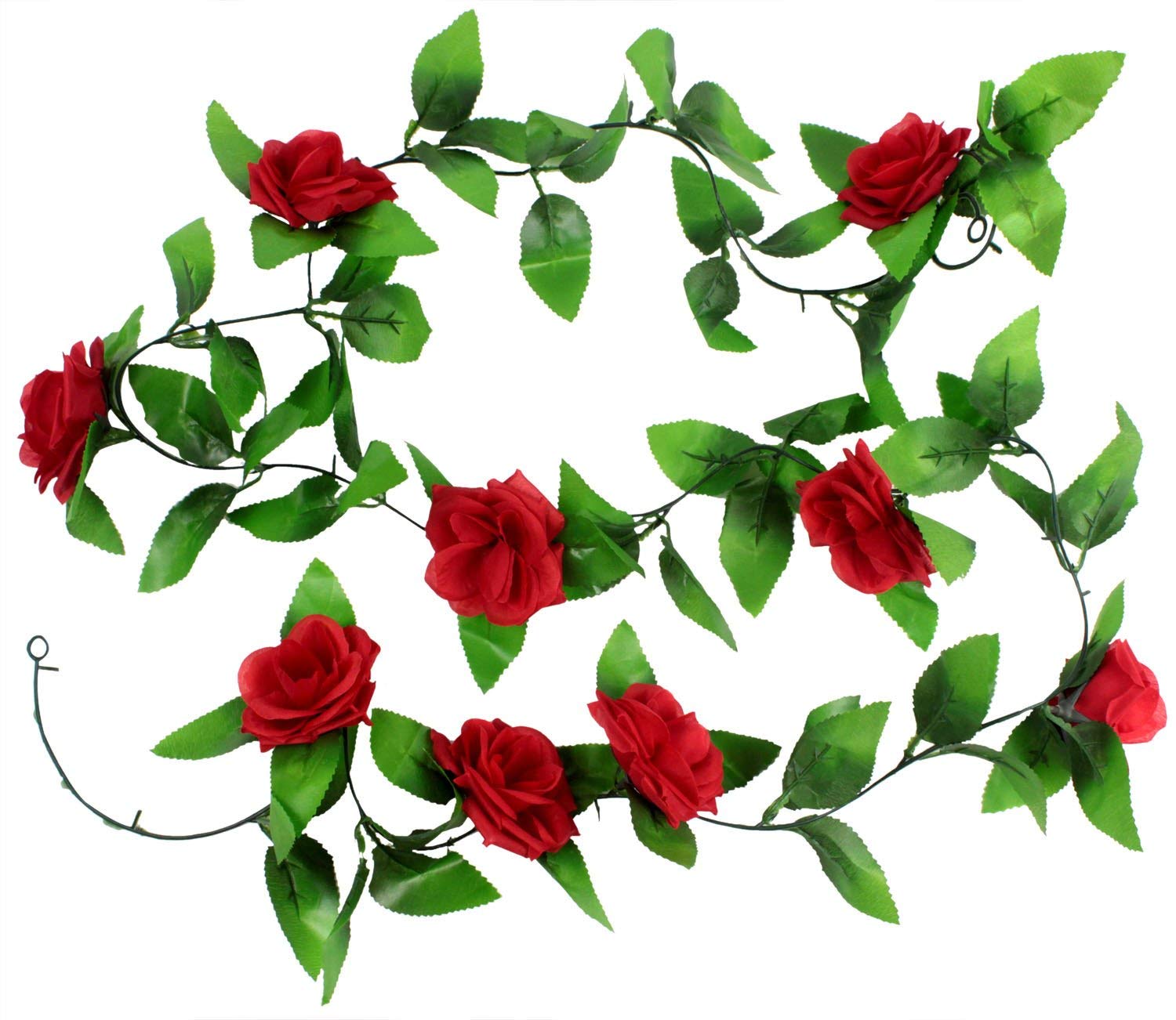 AKORD Artificial Hanging Vine Silk Rose Flower Leaves Decoration, Red, 200 x 3.7 x 5 cm โ image 1