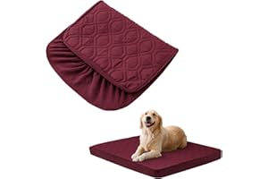 BOCTOPUG Dog Bed Covers Only - Waterproof Dog Bed Covers Quilted, Replacement Washable Pet Puppy Bed Cover for Dog Cat, Cushion Cover 40Lx32Wx6H Inches Burgundy
