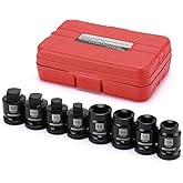 MIXPOWER 8 Pieces 1/2-inch Drive Pipe Plug Socekt Set, SAE, CR-MO, Tapered Male Square Drive, Chamfered Female Square Drive
