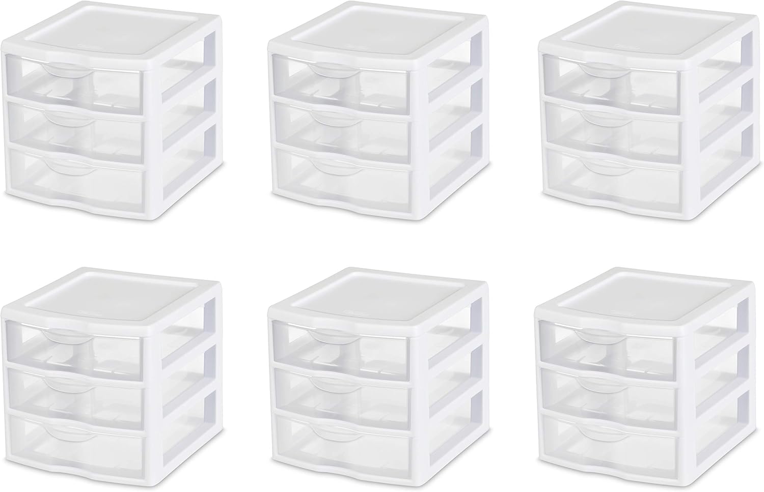 Sterilite 20738006 Small 3 Drawer Unit, White Frame with Clear Drawers, 6-Pack: Home & Kitchen