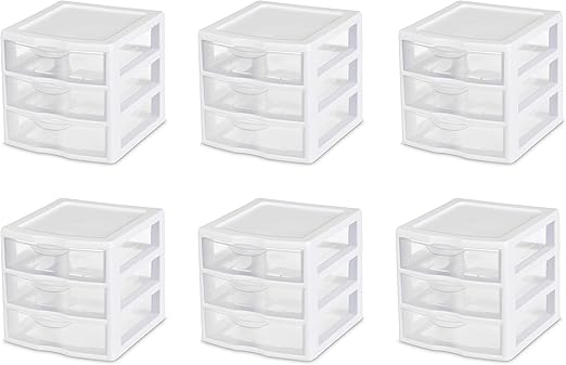 Amazon Com Sterilite 20738006 Small 3 Drawer Unit White Frame
