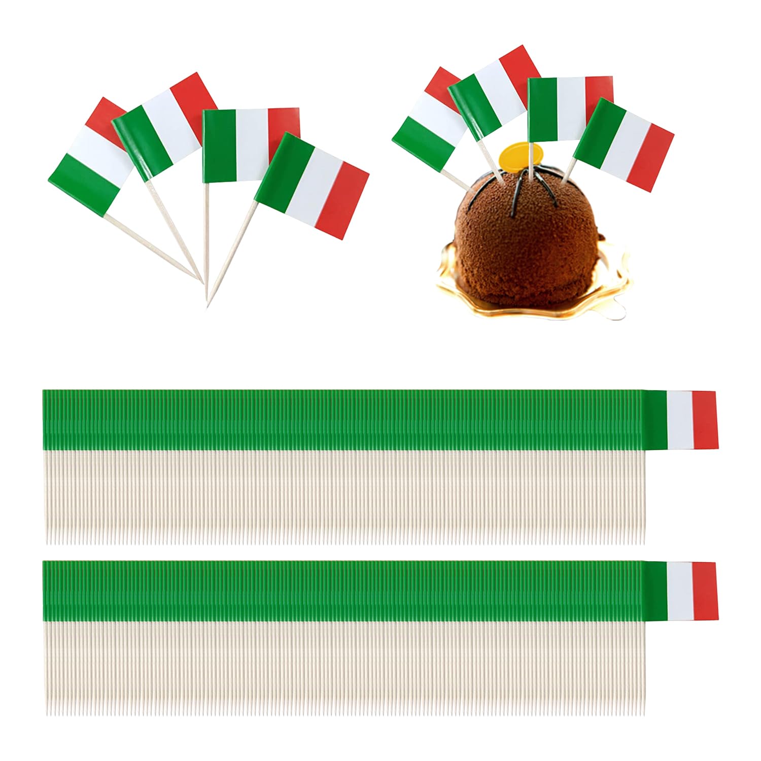 300Pcs Italian Toothpick Flags, Toothpick Flags, Mini Flags, Italian Flags, Italian Table Decorations, Italian Decoration Party
