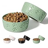 Ceramic Dog Bowl Set of 2 with Anti-Skid Base - 5" Wide x 2" Tall Ceramic Dog Bowls for Small Dogs - 2 Cup Capacity Food and Water Bowls for Dogs - Rubber Bottom Pet Bowl Set of 2 for Small Pets