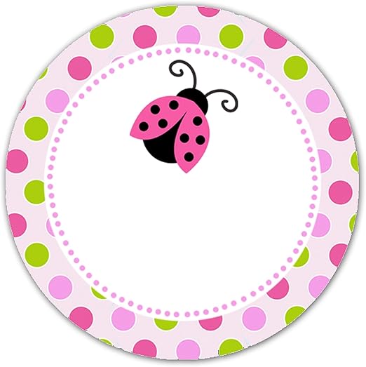 Amazon Com 40 Blank Stickers Pink Ladybug Baby Gil Shower