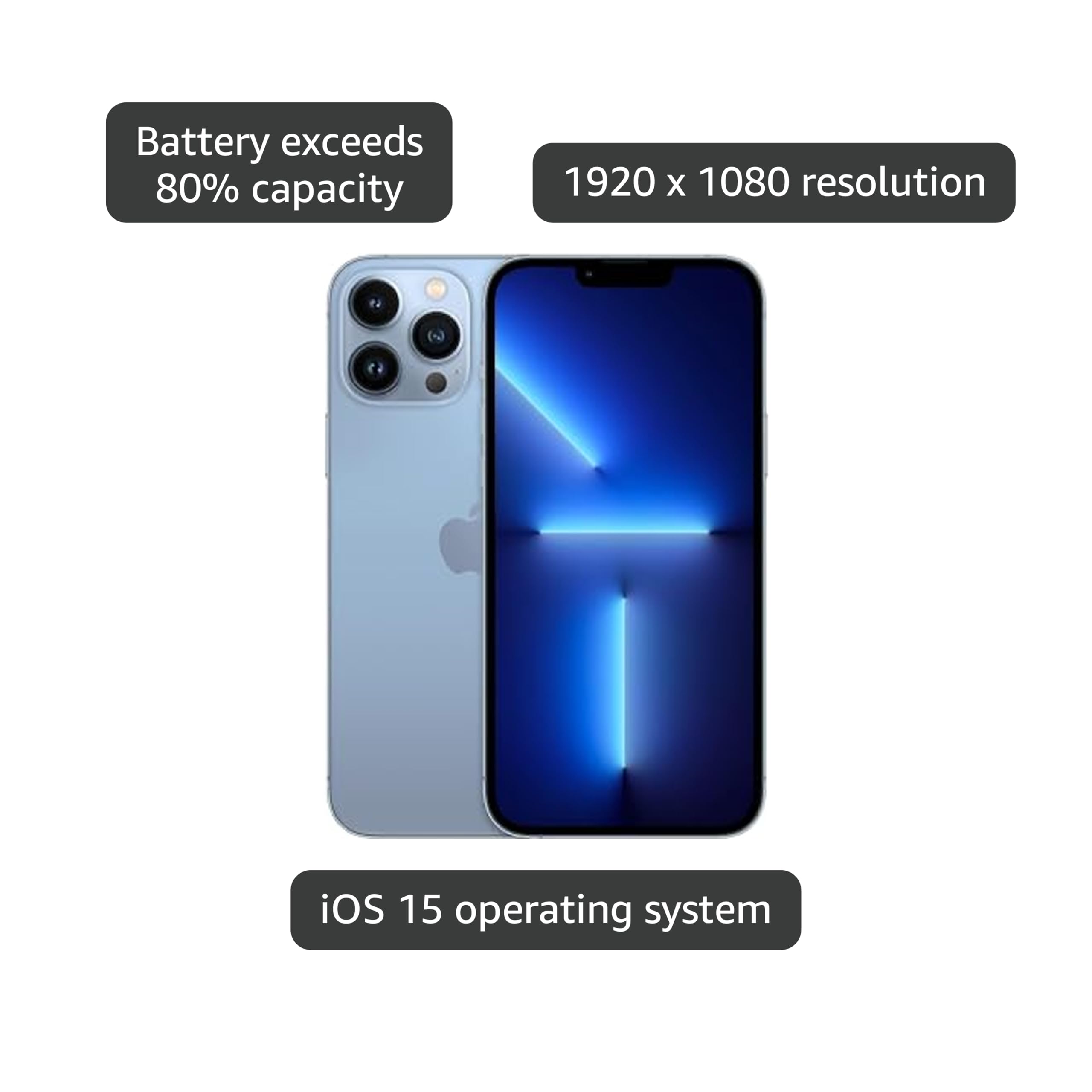 Apple iPhone 13 Pro Max, 128GB, Sierra Blue - T-Mobile (Renewed)