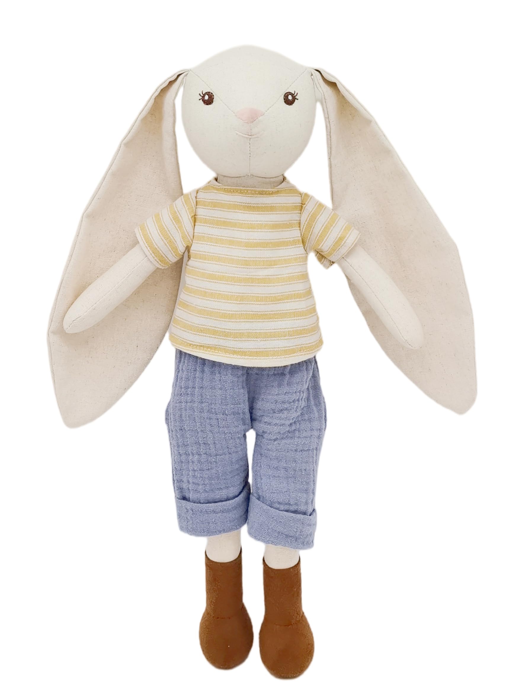 Photo 1 of Mikee Fluffie 15" Bunny Stuffed Animals for Baby, Plush Toy Doll -Wearing Striped T-Shirt and Pants,Cute Doll Set Dress Up for 3 4 5 Year Old Girl - Gift for Birthday