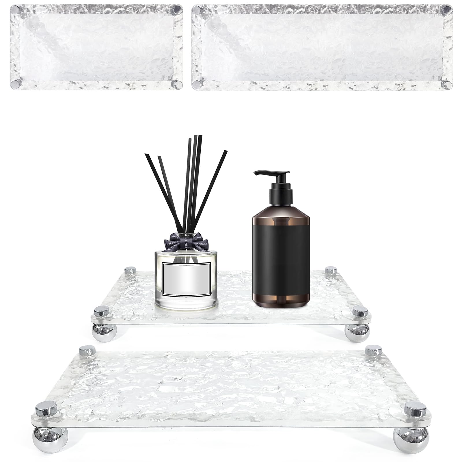 Photo 1 of *MISSING PARTS*
YULEAXIE Acrylic Bathroom Countertop Tray, Modern Style Bathroom Soap Dish and Vanity Organizer 2pack