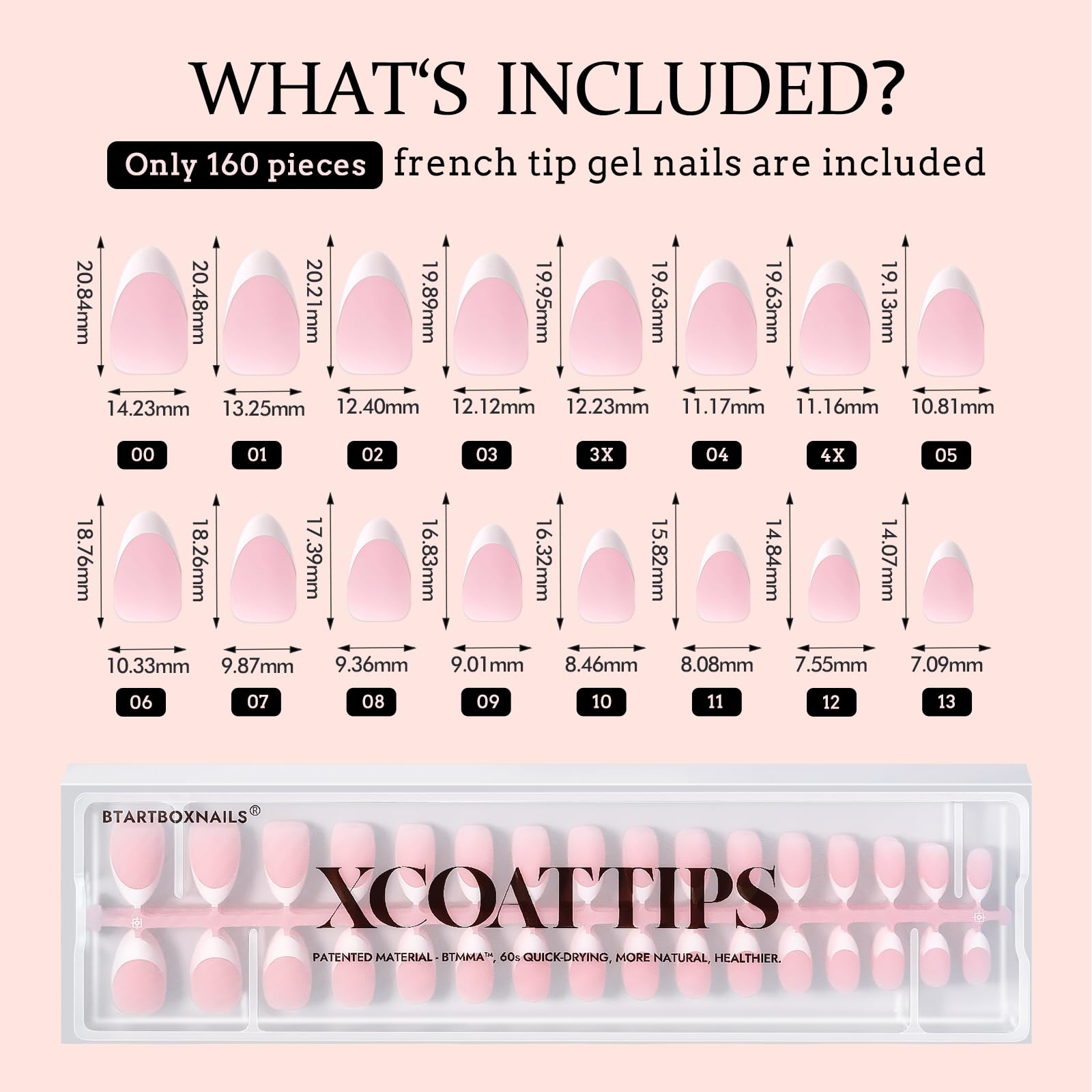 BTArtboxnails French Gel Nail Tips - French Tip Press on Nails Pink Short Almond XCOATTIPS for Nail Extensions - Image 6