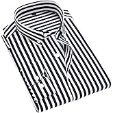 DOKKIA Women's Tops Blouses Long Sleeve Vertical Striped Button Down Work Dress Shirt