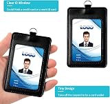 NiceLand 2-Sided PU Leather ID Badge Holder with Lanyard & Reel - Black view 5