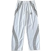 GORGLITTER Men's Y2K Baggy Wide Leg Sweatpants Striped Side High Waisted Barrel Track Pants Bottoms Trousers with Pockets