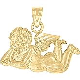 Jewels By Lux 10kt Yellow Gold Unisex Cupid Angel Religious Charm Pendant