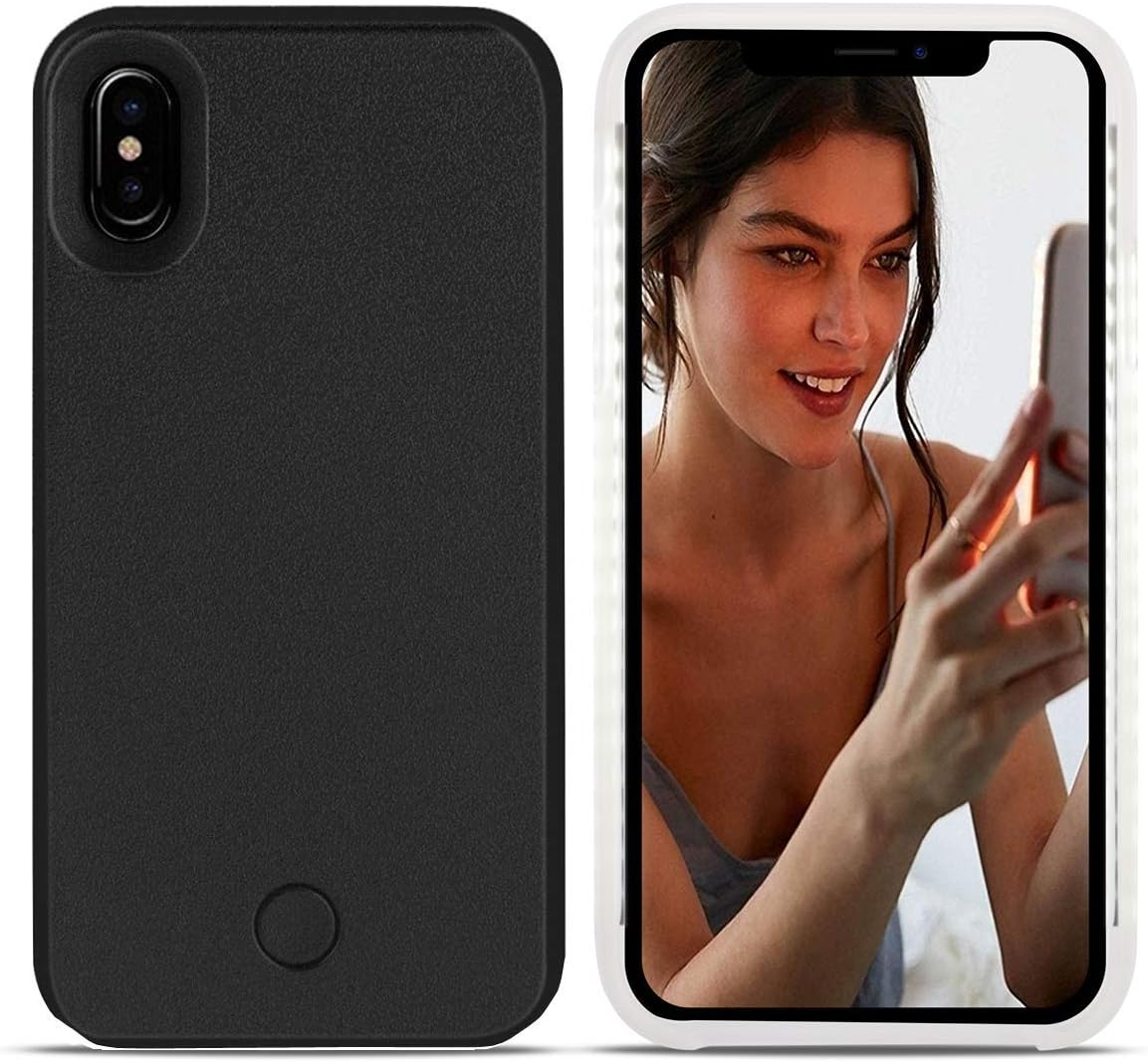 Avkkey iPhone XS MAX Led Case iPhone XS MAX Selfie Light iPhone Case Great for a bright Selfie and Facetime Illuminated Light Up Case Cover for iPhone XS MAX 6.5''(Black)