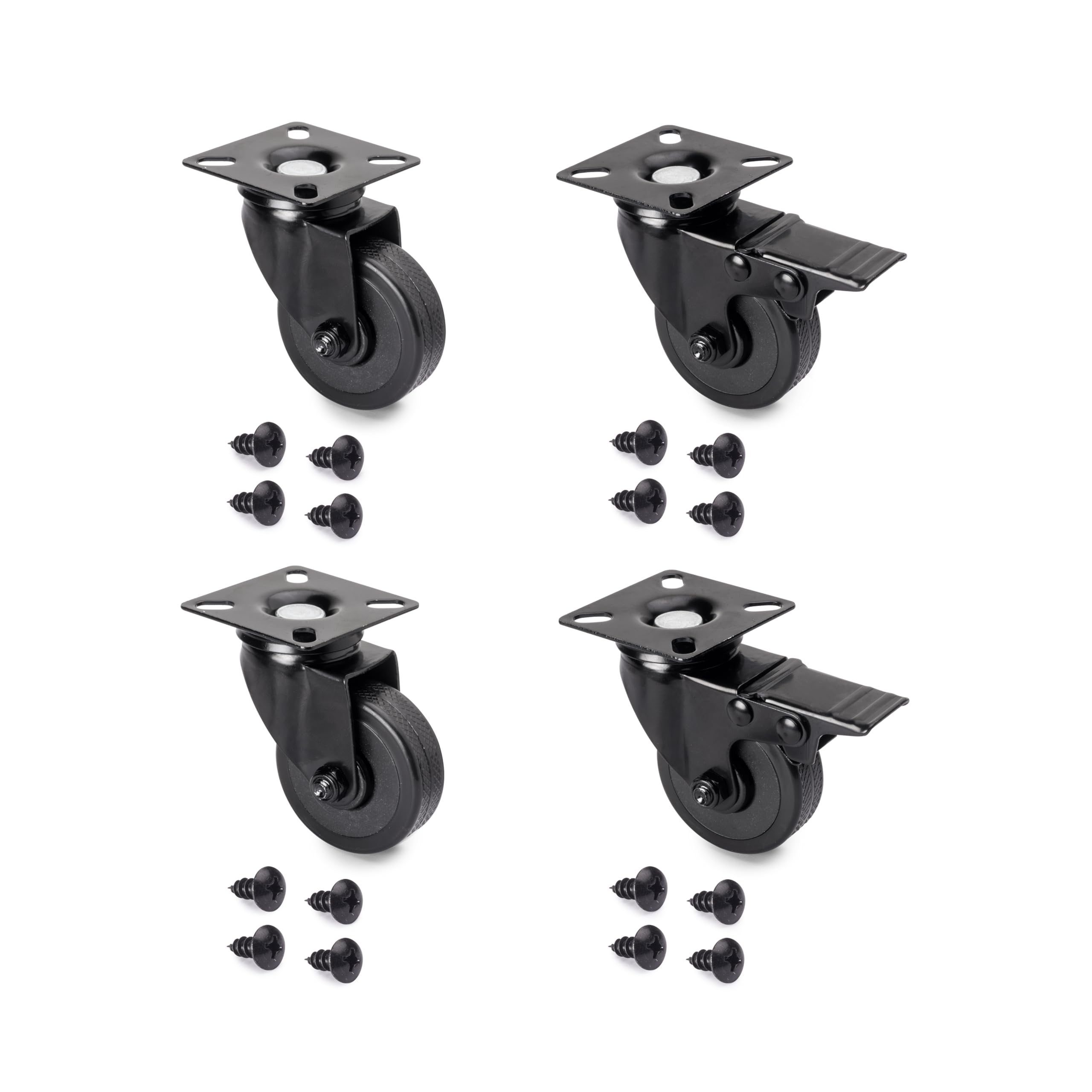 Emuca - Pack of 4 swivel castors for furniture, 50mm with plate