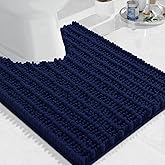 Arotive Luxury Chenille Toilet Rugs U-Shaped, Extra Soft Thick Absorbent Bathroom Mat, Non-Slip Shaggy Plush Contour Rugs, Machine Wash Dry Bath Mat for Toilet Base, 24x20, Navy
