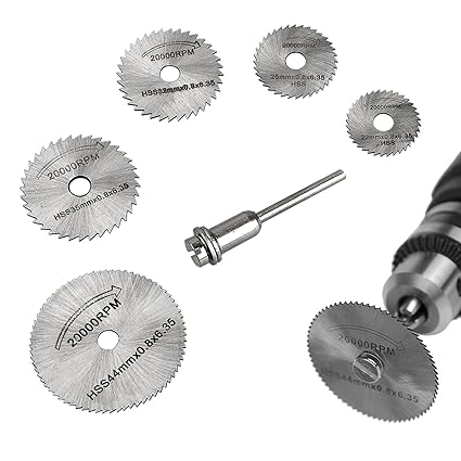 Excel Impex HSS Circular Saw Blade Set For Metal & Dremel Rotary Tools (6 Pieces) 22mm - 40 mm