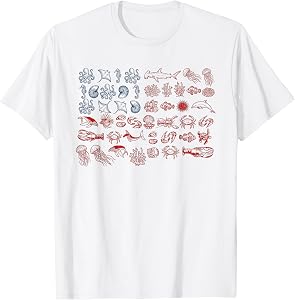 4th of July Coastal Sea Animal American Flag Fishing T-Shirt