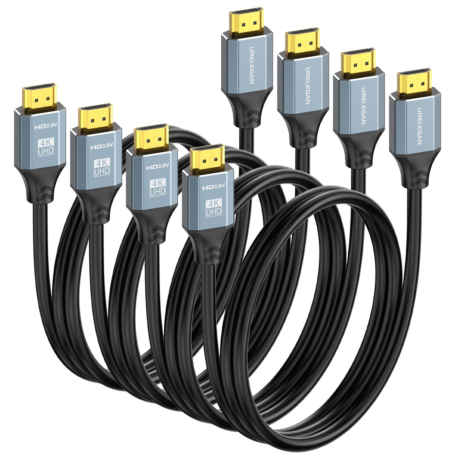 Photo 1 of 6FT HDMI Cable 4 Pack, High Speed 4K HDMI 2.0 Cord Shielded Pack 6 FT with HDR, Ethernet/ARC, 3D, HDCP 2.2-Compatible with PC, Monitor, Roku/LG TV, PS4/PS5, Xbox, Switch, Soundbar,Protable Monitor