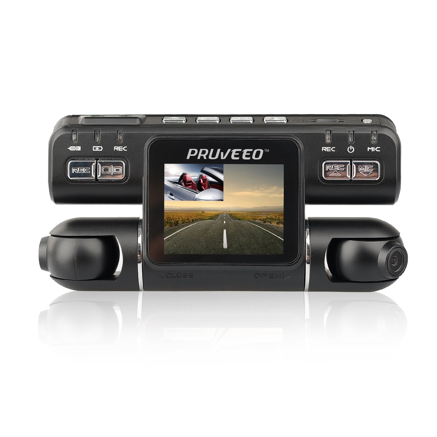 PRUVEEO MX2 Car Dash Cam Dual Lens 240 Degree Wide Angle Dashboard