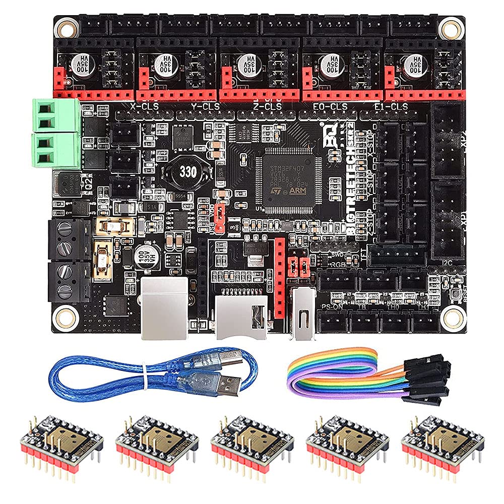 BIGTREETECH SKR 2 Control Board with 5 TMC2208 UART for 3D Printer Upgrade Based on SKR V1.4 Turbo Mianboard Compatible with Marlin RepRapFirmware Support TFT35 Display 12864 Screen (STM32F429VGT6)