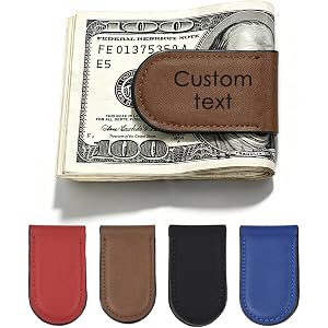 Personalized Leather Money Clip for Men – Custom Engraved Magnetic Cash & Card Holder, Slim Minimalist Wallet for Dad Husband