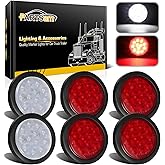 Partsam 6Pcs 4 Inch Round LED Trailer Tail Lights Kit - Round Led Stop Turn Tail Back-up Reverse Fog Lights 12 LED Include Li