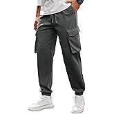 Herberton Men Cargo Pockets Joggers Athletic Sport Elastic Waist Sweatpant(S-2XL)