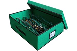 EDSRDUS Christmas Holiday Light Storage Box - Non-woven FABRIC, with 3 Light Storage Wraps, Lights Organizer Container Reinforced Stitched Handles（light string not included）