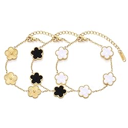 TICVSS Four Leaf Clover Bracelet for Women 18K Gold