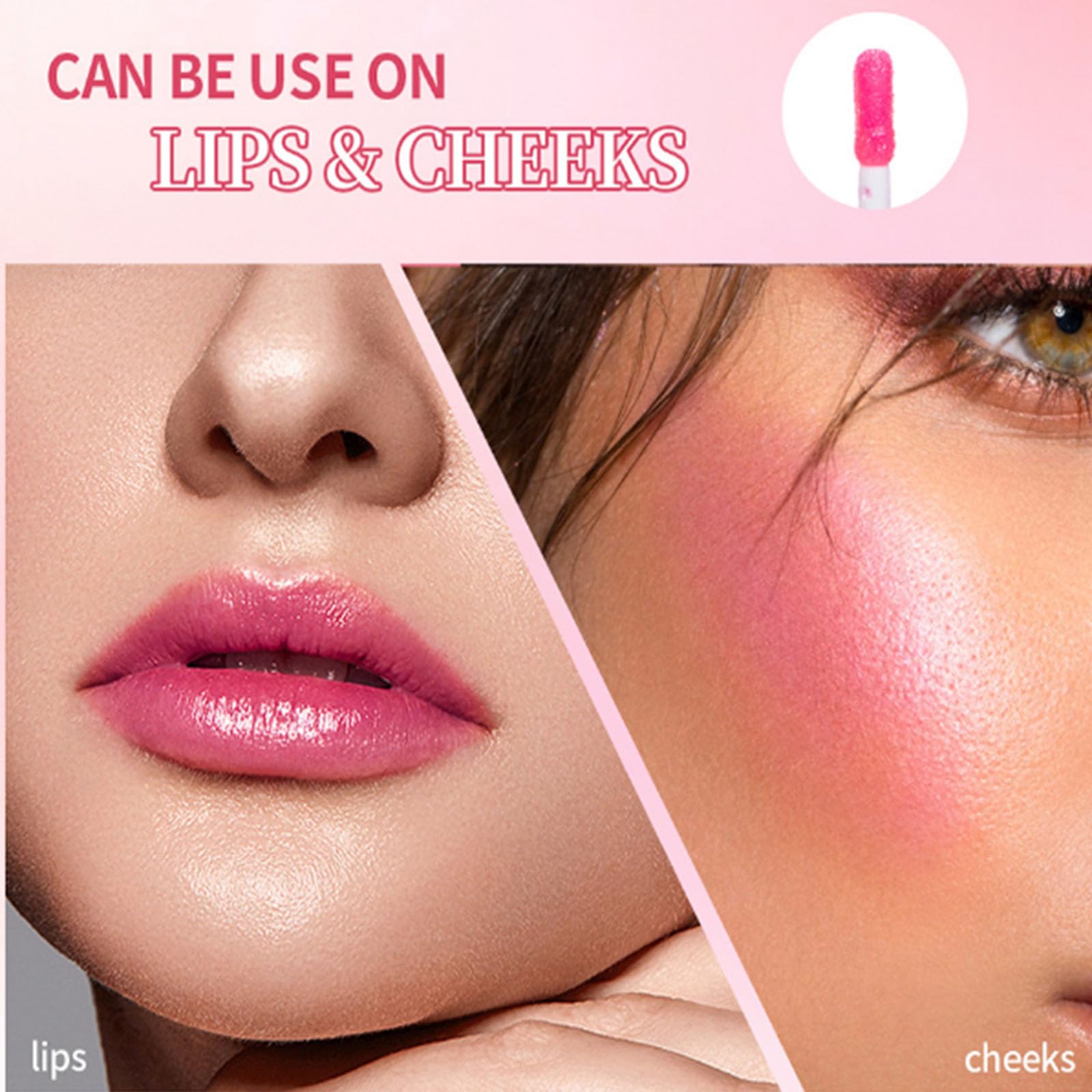 BSMKCL Color Changing Lip Gloss, Pink Magic Mood Lipstick Hydrating Lip Glow Oil Lip Tint Lip Inks Stain Lip Balm Not Greasy Transparent Plumping Lip Serum for Women Girls Lip Care Products