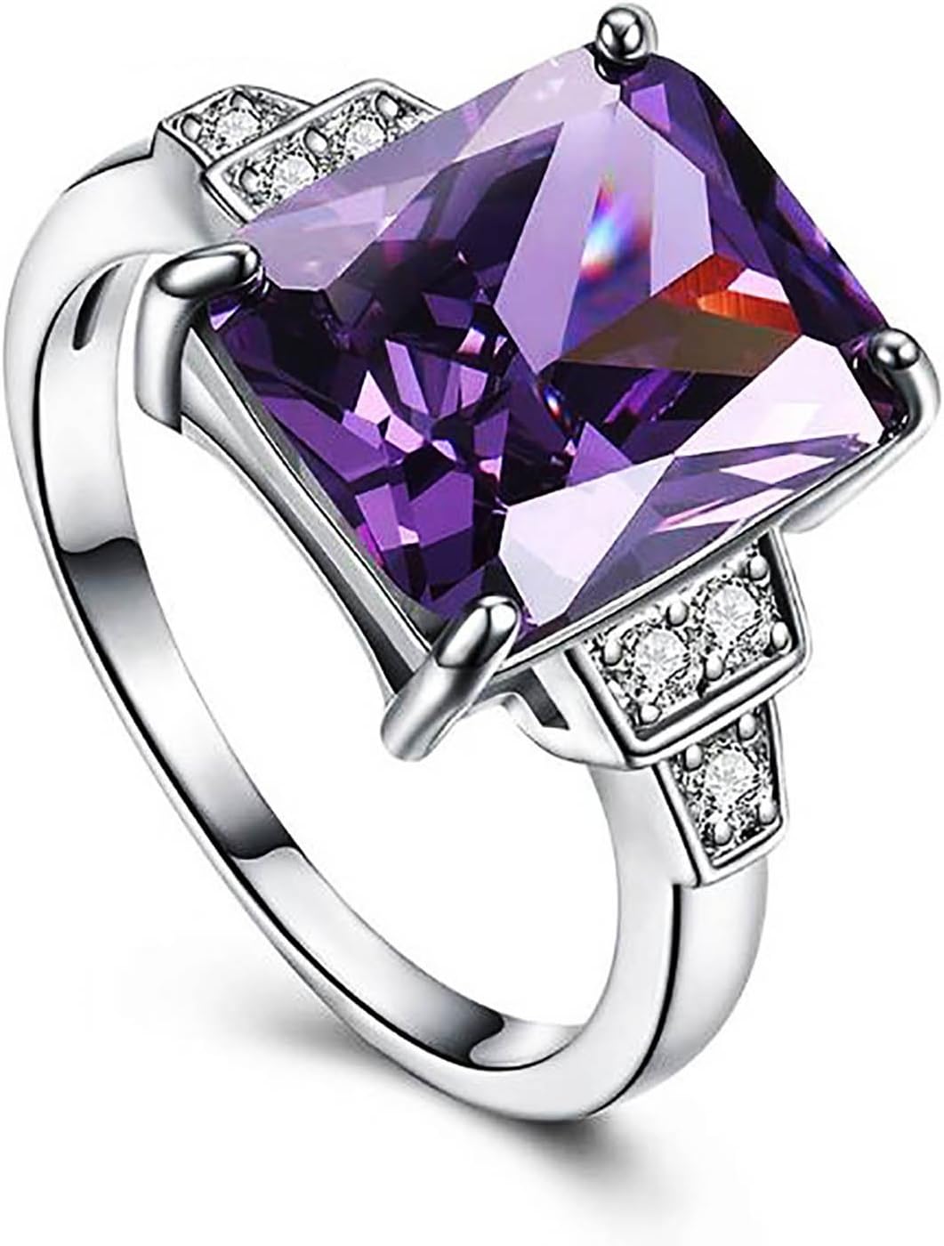 RUVEE Titanium and Crystal Engagement Alloy Ring for Women & Girls