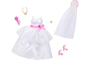 Barbie Clothes, Bridal Fashion Pack for Barbie Doll on Wedding Day, 1 Outfit with Accessories for a Complete Look
