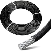 Muzata 150FT 3/32" Black Vinyl Coated Wire Rope T304 Cable Wire WR11 | Flexible 7&times;7 Strand Construction, Durable Vinyl Coated Protection, Smooth &amp; Safe Handling, Easy to Cut &amp; Install