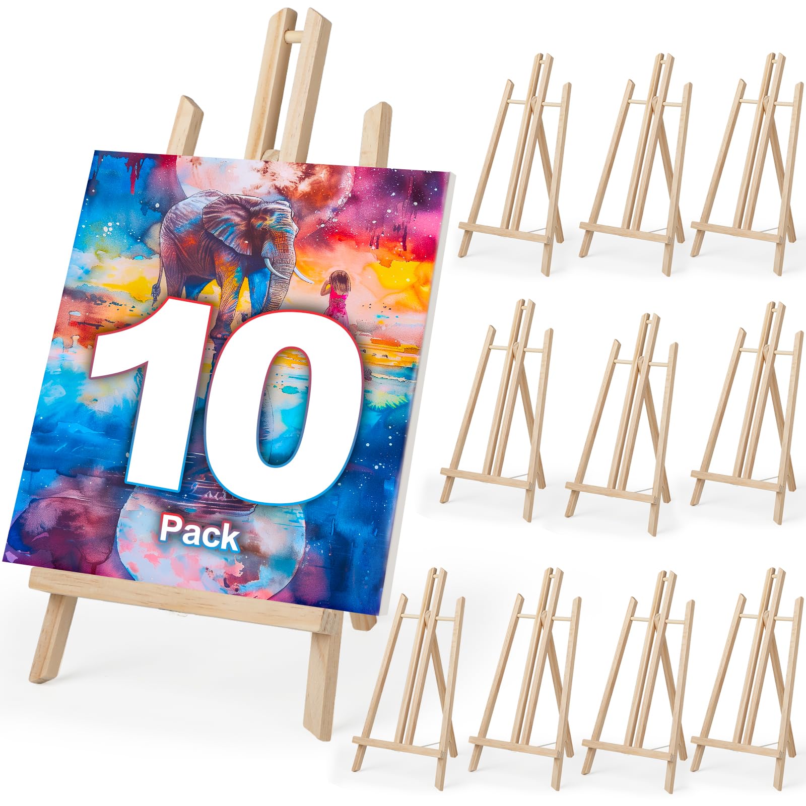 Photo 1 of 10 Pack 16 Inch Wooden Easel Stand, Portable A-Frame Tabletop Display Easel for Painting, Canvas, Photos, Signs, Art Easel forStudents, Beginners, Artists - Compact & Lightweight