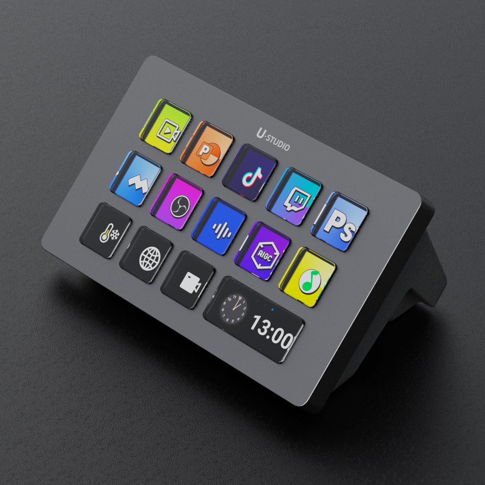 ULANZI Stream Controller Macro Keyboard D200 U-Studio Macro Pad 14 LCD Keys, 13 Customizable Macro Keys Deck to Control Apps and Software, Trigger Actions in OBS, Twitch, YouTube and more, for Mac/PC