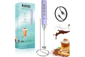 Nahida Rechargeable Milk Frother Wand for Coffee Include Stand - Light Purple