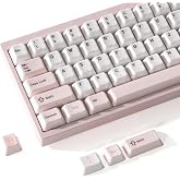 XVX Tea Time Ceramic Keycaps, 120 Keys Cherry Profile for MX Keyboards | Custom Pink Bear Keyboard Keycaps Set for 60 75 100 