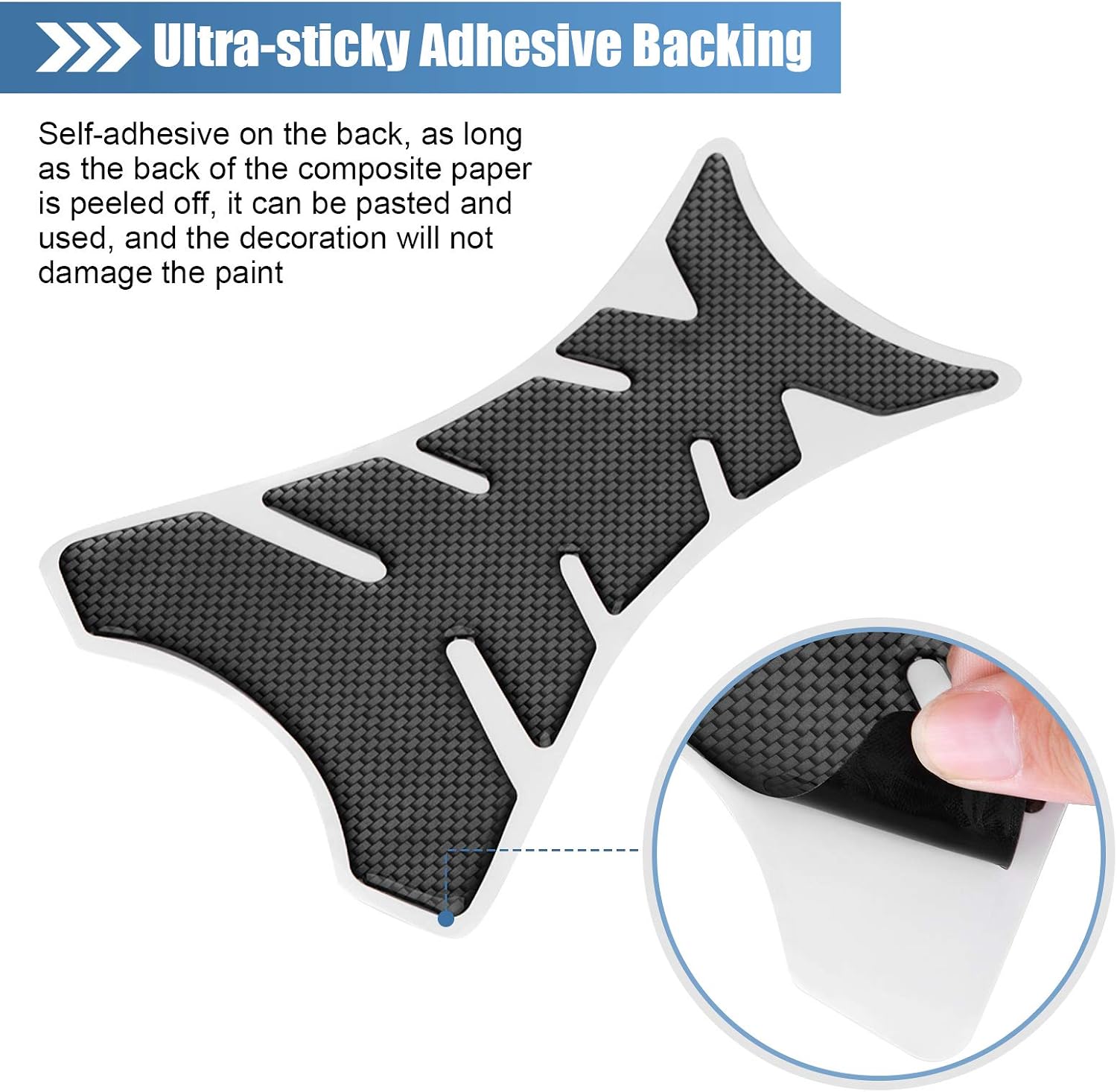 Yosoo Health Gear Carbon Fiber Motorcycle Tank Pad Protector, Fishbone Pattern, Black, Weatherproof, Outdoor Use, Decal - Image 4