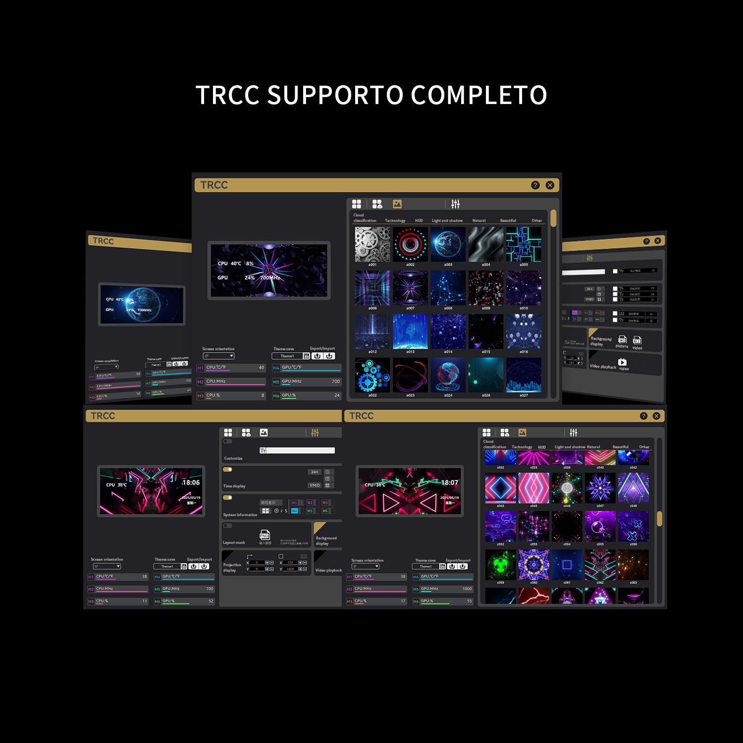 TR-Trofeo Vision 360 ARGB Schwarz CPU Aio Kühler, CPU Wasserkühlungssystem, 6,86 Zoll langer IPS-Bildschirm mit 1280x480 Auflösung, für AM4 / AM5, LGA1851 / 1700, 6