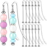 12 Pcs Beadable Bookmarks DIY Metal Blank Bar Bookmark for Beads Metal Bookmark Hairpin Hook Craft Jewelry Pendant DIY Modern Charm Gift for Book Lovers Student Office Supplies, Silver