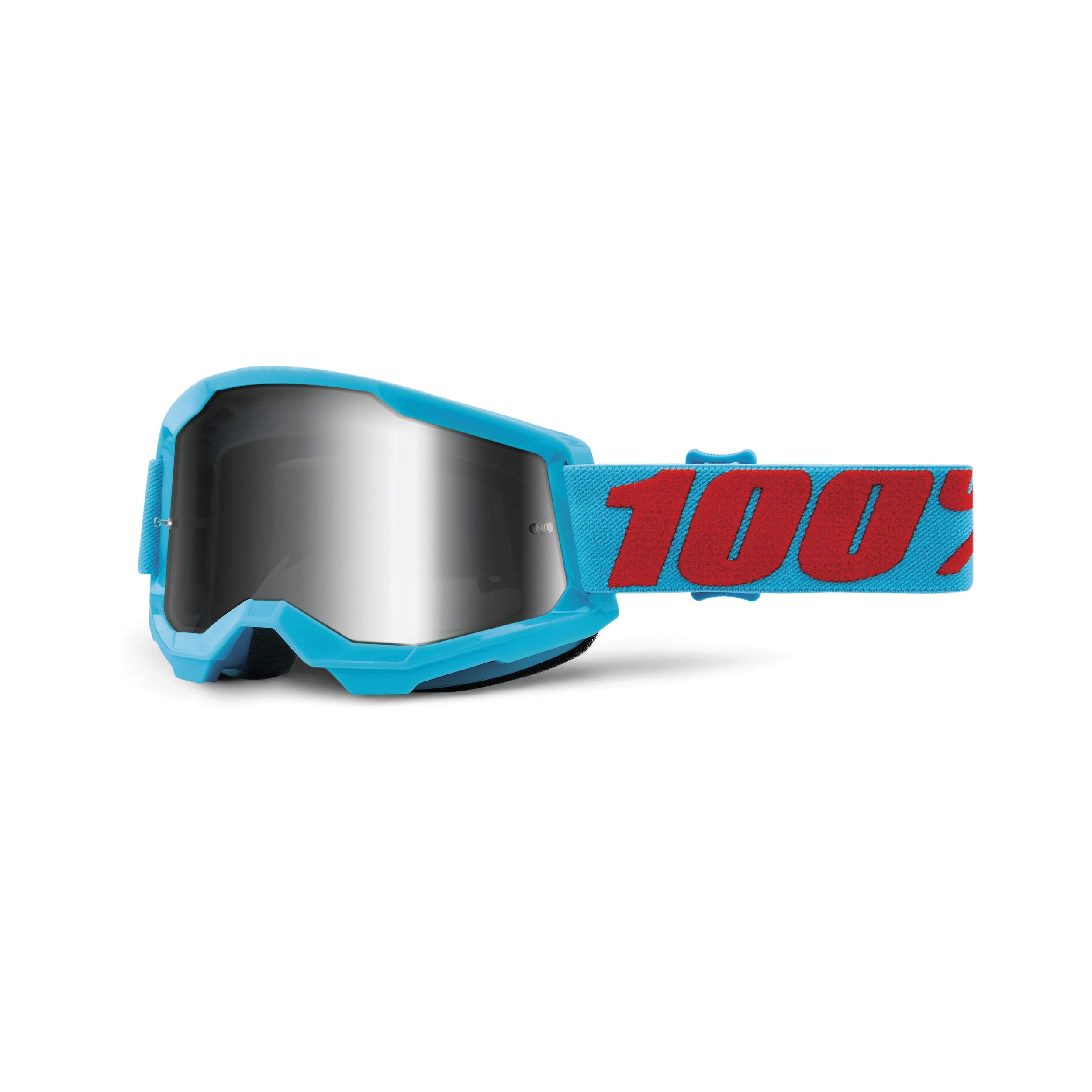Photo 1 of 100% Strata 2 Motocross & Mountain Bike Goggles - MX and MTB Racing Protective Eyewear (Summit - Mirror Silver Lens)
