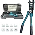 LANGLIER Hydraulic Crimping Tool and Cable Cutter Hydraulic Cable Lug Crimper 10 US TON 14/0 MCM-250 MCM Electrical Terminal Cable Wire Tool Kit with 8 Die (YQK-120)