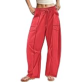 ReachMe Womens Barrel Sweatpants Baggy Wide Leg Sweat Pants Drawstring Travel Pants Summer Vacation Outfits