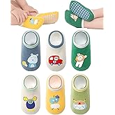 BEHELE Baby Non-skid Grip Socks Toddler Socks Anti Skid Slipper Crew Socks for Girls Boys Infant Newborn 6 Pairs