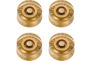 Banworks '60s Guitar Control Knobs 18-Spline Metric Knobs 6mm (15/64") 2 Tone and 2 Volume Speed Knobs Top Hat for Epiphone Les Paul SG Electric Guitars Pack of 4 JT/XN-02 Golden with White Numbers