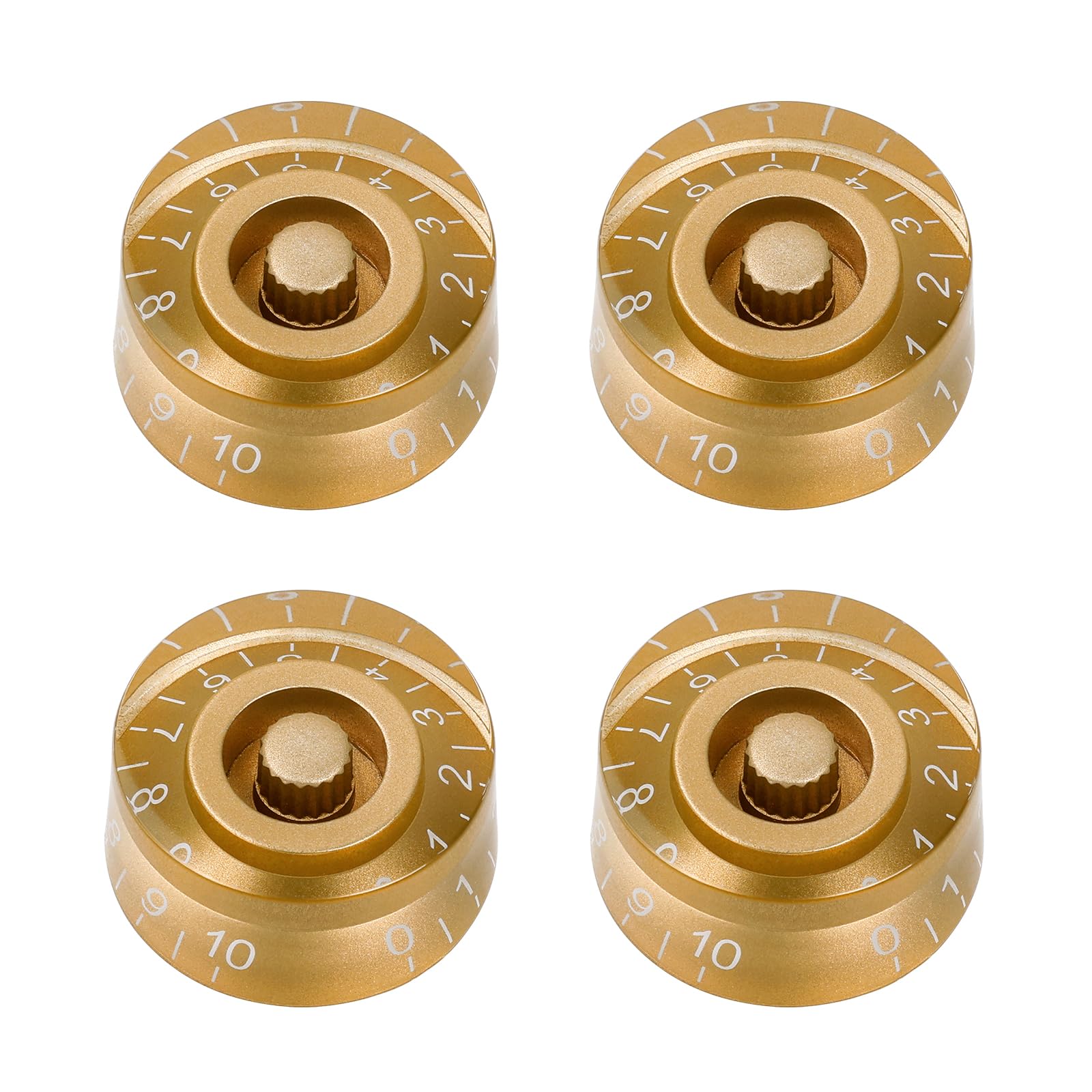 Banworks '60s Style Electric Guitar Control Knobs 2 Tone 2 Volume Speed Knobs Top Hat Metric 6mm (15/64") 18-Spline for Epiphone Les Paul SG Electric Guitars Pack of 4 JT/XN-02 Golden White Number