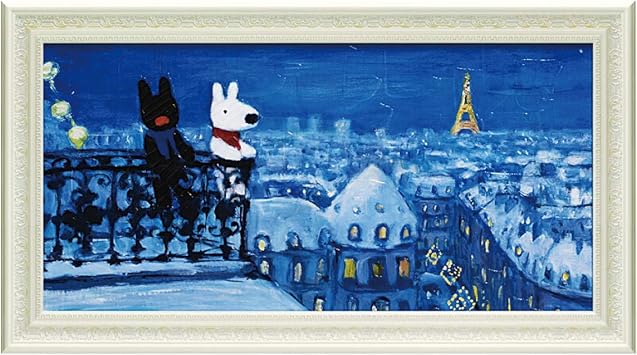 Amazon Co Jp リサとガスパール リサガス 絵画 絵 アート インテリア 子供部屋 リサとガスパール リサガス アートフレーム パリの天窓から ワイドlサイズ Gl うさぎ ウサギ イラスト かわいい おしゃれ Gl ホーム キッチン