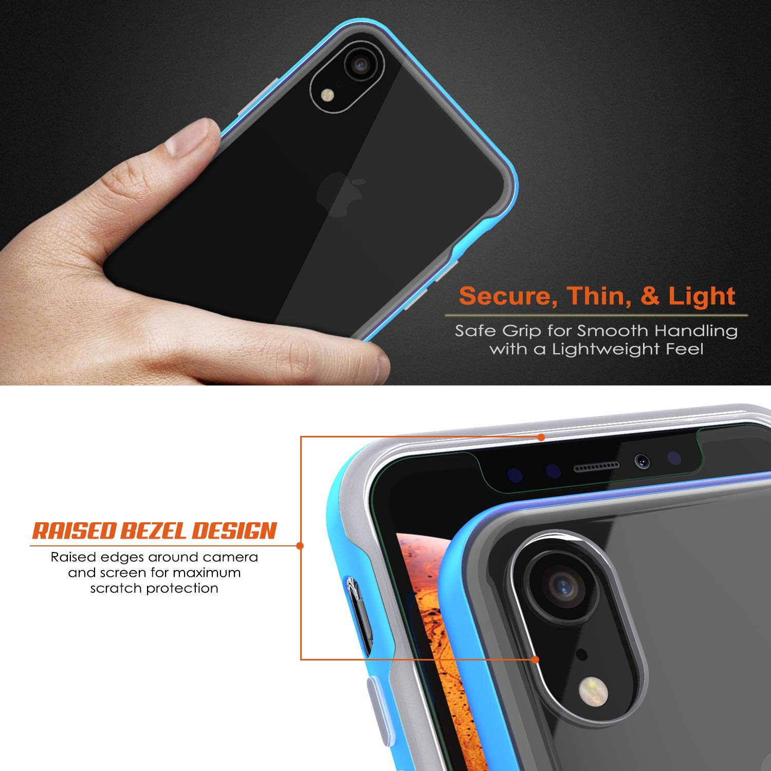 iPhone XR Case, PUNKcase [Lucid 3.0 Series] [Slim Fit] [Clear Back] Armor Cover w/Integrated Kickstand, Anti-Shock System & PUNKSHIELD Screen Protector for Apple iPhone XR [Blue]